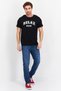 Men Crew Neck Short Sleeve Graphic Printed T-Shirt, Black - 2