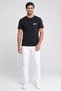 Men Crew Neck Short Sleeve Brand Logo T-Shirt, Black - 2