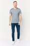 Men Crew Neck Short Sleeve Heather T-Shirt, Dusty Navy - 2