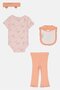 Toddlers Girl 4 Pcs Graphic Print Bodysuit, Bottom With Headband And Bib Set, Multicolor - 3