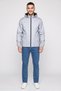 Men Hood Long Sleeve Plain Windbreaker Jacket, Grey - 2