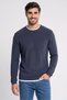 Men Crew Neck Textured Sweater, Navy Blue