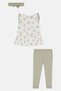 Toddlers Girl 3 Pcs Allover Print Dress And Leggings With Headband Set, Multicolor - 3