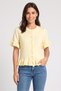 Women Ribbed Neck Knitted Cardigan, Yellow