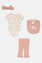 Toddlers Girl 4 Pieces Bodysuits And Bib, Pants With Headband Set, Multicolor - 2