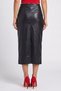 Women Solid Faux Leather Maxi Skirt, Black - 4