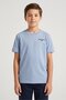 Kids Boy Short Sleeve Embroidered T-shirt, Dusty Blue