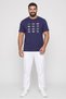 Men Sportswear Fit Short Sleeve Outdoor T-Shirt, Navy Blue - 2