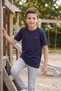 Kids Boy Crew Neck Short Sleeve Embroidered Logo T-Shirt, Navy - 5