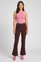 Women Regular Fit Knitted Mid Waist Flared Pants, Dark Maroon - 2