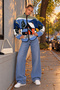 Women's Winter Landscape Patterned Stand Collar Zippered Plush Fleece Jacket - 3