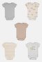 Toddlers Boy 5 Pcs Embroidered Bodysuits, Multicolor - 2