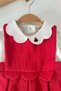 Girl's 3-Piece Set with Floral Patterned Coat and Ladybug Red Dress - Navy Blue - 8