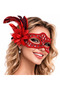 Red Feathered Ball Mask Women's Party Accessory