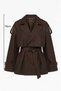 Denim Thin Medium Length Belted Windproof Trench Coat Dark Brown - 6