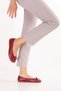 Women's Genuine Leather Bowknot Flip-Flop Ballerinas Ch.123 Burgundy - 6