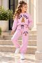 Girl's Teddy Bear Printed 3-Strand Threaded Sweatshirt and Sweatpants Set, Ages 3-10 - 3