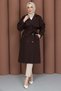 Belted Double-Breasted Collared Trench Coat Brown Hm2975 - 2