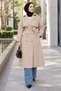 Belted Double-Breasted Collared Trench Coat Beige Hm2975