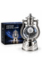 3D Led Lighted 360 °   Rotating Space-Themed Silver Decorative Lantern with Glass Globe - Kandil Night Light - 6