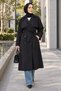 Belted Double-Breasted Collar Trench Coat Black Hm2975