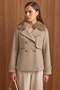 Detachable Fur Cape Detailed Short Coat Stone 3202 - 4