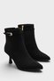 Gianna Suede Look Stone Buckle Pointed Toe Medium Heel Stylish Women's Boots