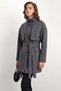 Oversized Short Coat with High Collar and Cape Detail Dark Gray 3201 - 3