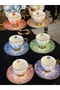 Porcelain Colored Coffee Cup Set for 6 People, 1St Class, 90 ml - 8