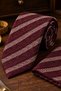 Burgundy Beige Herringbone Pattern Classic Tie with Handkerchief Kk14155 - 2