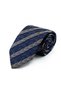 Navy Blue Beige Herringbone Pattern Classic Tie with Handkerchief Kk14156 - 8