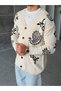 Ethnic Motif V-Neck Knitwear Cardigan t Cream