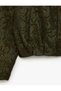Oversize Jacquard Floral Stand Collar Bomber Jacket Long Sleeve Zippered - 5