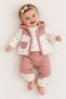 Baby Girl Floral Patterned Hooded Long Sleeve Vest 3-Piece Set - 3