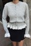 Lace-Up Elastic Knitwear Cardigan Gray - 6