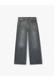 Cotton Pocketed Buttoned Low-Rise Straight Loose Fit Denim Trousers - Loose Straight Fit Jeans - 5