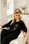 Plus Size Black Color Teddy Bear Pattern Crew Neck Stylish Comfortable Fabric Women's Pajama Set (2Xl-3Xl-5Xl Sizes) - 4