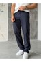Denim Gabardine Fabric Baggy Trousers W Dark Navy Blue
