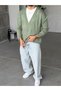 Contrast Stitching Detailed Oversize V-Neck Knitwear Cardigan t Green - 2