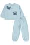 Butterfly Embroidered Tracksuit Set for 2-5 Years Old - Blue - 4