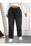 Women's Plus Size Black Washed Destroy Detailed Non-Lycra Jean Trousers - 3