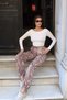 Gabardine Fabric Patterned Trousers with Gazelle Pattern - 6