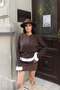 Lace-Up Elastic Knitwear Cardigan Brown - 3