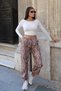 Gabardine Fabric Patterned Trousers with Gazelle Pattern - 3