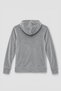Women's Hooded Soft Velvet Textured Gray Sweatshirt with Pockets - 2