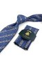 Blue Beige Herringbone Pattern Classic Tie with Handkerchief Kk14152 - 4