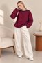 Women's Navy Blue Red Oversized Striped Knitwear Sweater - 3