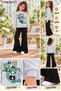 Winter, Spring, and Autumn Girls' Black Spanish Flared Bottoms and Gray Sweat Top - 2