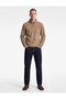 Long Sleeve Fleece Sweatshirt with Stitching Detail and Half Zipper