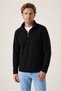 Zippered Bato Collar Regular Fit Fleece Sweatshirt - 2